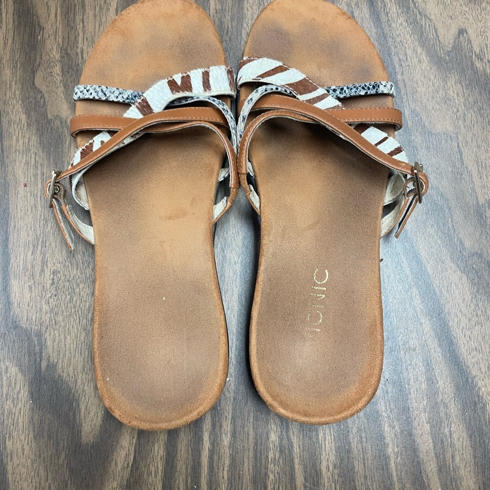 Chic Brown and White Women's Sandals